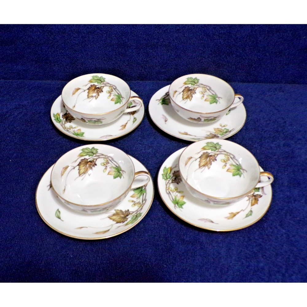 Wentworth China Autumn Patter Cup & Saucer Set #7516 Service for 4